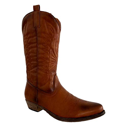 Bota de Mujer Estilo Campera con Bordado Cosido en Cana y Empeine, Cierre de Cremallera Otono Invierno 2019. Talla 36 Camel