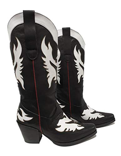 Bota Exe Cowboy Detalle En Contraste Negro 38