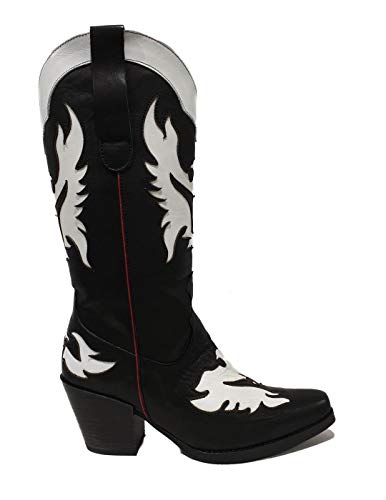 Bota Exe Cowboy Detalle En Contraste Negro 38