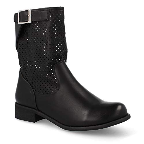 Bota Mujer de Verano Caladas con Punta Redonda Estilo Casual Primavera Verano 2019 Talla 40 Negro