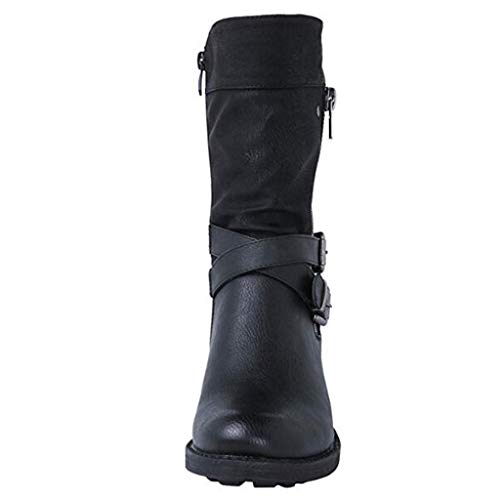 Botas a media pierna para mujer Botas de combate de tobillo de combate con zapatos de bloque bajo con tachuelas fino aguja 12cm cordones cuadrado tacones militares martin cowboy