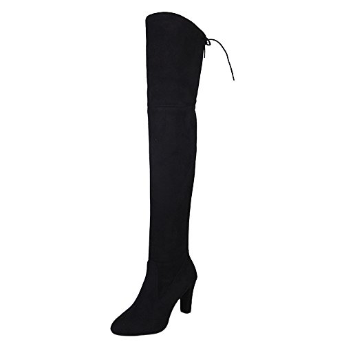 Botas Altas Mujer Rodilla con Tacon Color Sólido Tramo Botines de Mujer con Cremallera Zapatos Mujer Invierno 2019 Botas (37 EU, Negro)