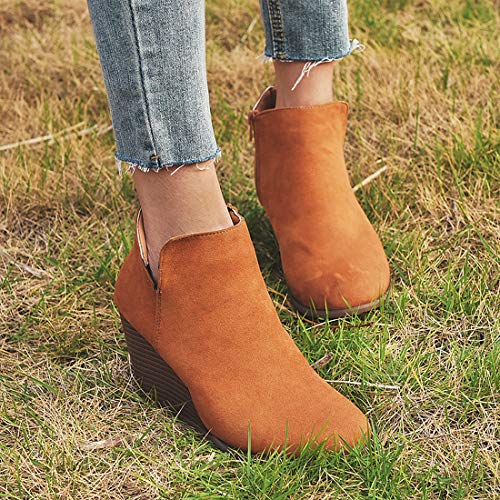 Botas cuña Mujer Casual Tobillo Ankle Boots Piel Medio Tacon Ancho Ante Botines Moda Leopardo Botines