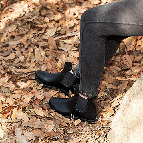 Botas de Agua Mujer Botines Lluvia Goma Jardín Trabajo Impermeables Chelsea Boots Antideslizante Cómoda Negro Talla 35