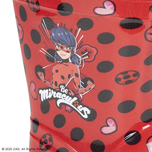 Botas de Agua Rojos Lady Bug Niña - Botines Impermeables Miraculous Fantasía de Lunares - Suela Antideslizante y Cierre con Cordón - Detalles Azul - PVC - Perletti (Rojo, 30/31 EU)