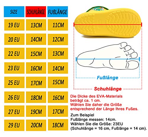 Botas de Agua Unisex para niños Botas de Lluvia de Dibujos Animados Zapatos Antideslizantes de Goma EVA Botas de Lluvia para niñas,01 Amarillo,22