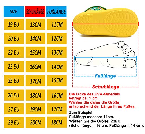 Botas de Agua Unisex para niños Botas de Lluvia de Dibujos Animados Zapatos Antideslizantes de Goma EVA Botas de Lluvia para niñas,01 Amarillo,26