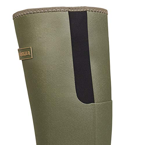 Botas de goma de caza de endurecedora, forradas con neopreno de 3 mm, suela antideslizante Vibram®, color Verde, talla 43 EU
