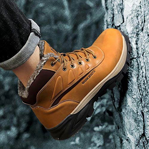Botas de Invierno para Hombre Calentitas Cómodas Antideslizantes Botas de Nieve Outdoor Impermeables Trekking Zapatos Amarillo 41