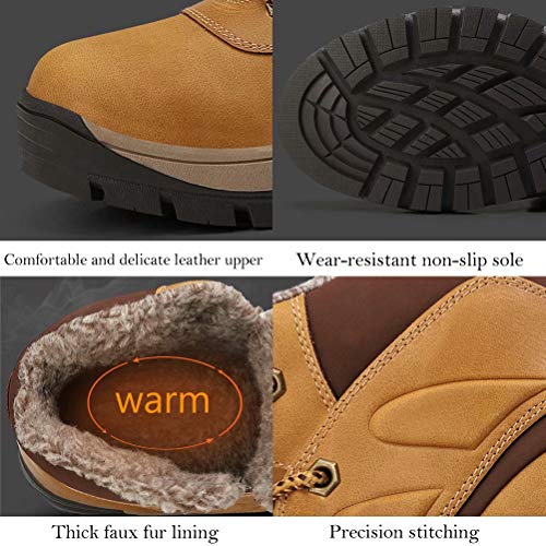 Botas de Invierno para Hombre Calentitas Cómodas Antideslizantes Botas de Nieve Outdoor Impermeables Trekking Zapatos Amarillo 41