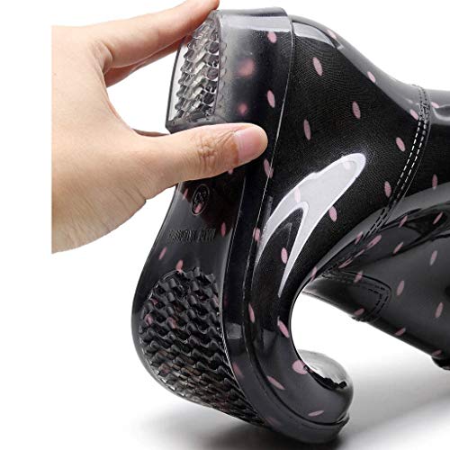 Botas de lluvia cálidas para mujer, zapatos de agua antideslizantes femeninos en botas de lluvia de tubo para adultos de invierno al aire libre, zapatos de trabajo de goma (40, negro)