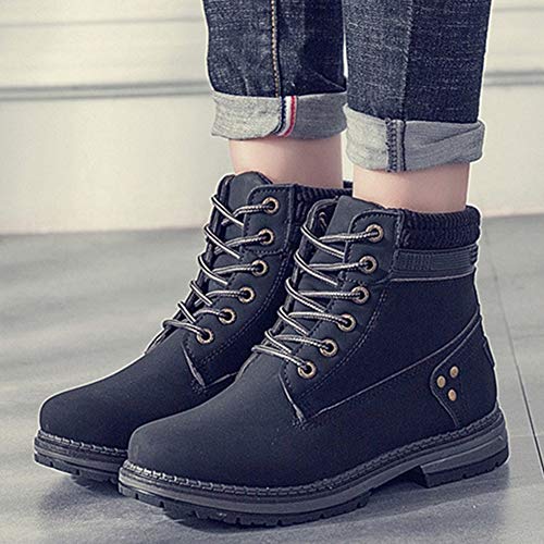 Botas de Moto de Moda para el otoño e Invierno Botas de Cuero para Mujer Zapatos de Cuero Antideslizantes Impermeables Casuales a Prueba de Agua.