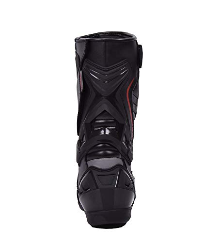 Botas de Moto Hombre, Botas de Cuero Deportivas, Impermeables, de Cuero, Protectores rígidos Integrados estables, con protección de Tobillo, Negro - 45