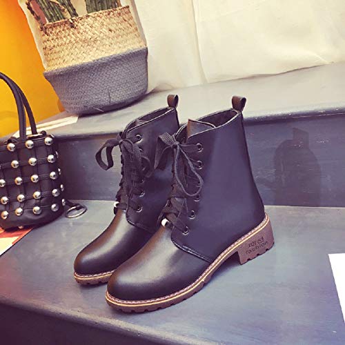 Botas de nieve hombre 2019-Ronamick Moda Damas Encaje Corto Martin Botas Botas de nieve Botas Botines