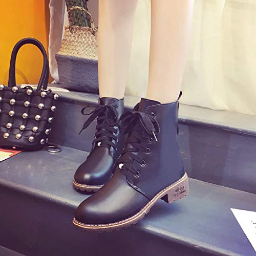 Botas de nieve hombre 2019-Ronamick Moda Damas Encaje Corto Martin Botas Botas de nieve Botas Botines