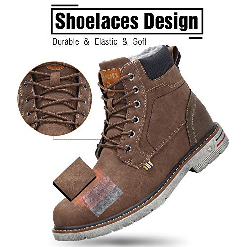 Botas de Nieve Hombre Antideslizante Invierno Botines Calientes Trekking Aire Libre Zapatos Marrón 43