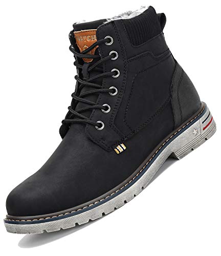 Botas de Nieve Hombre Antideslizante Invierno Botines Calientes Trekking Aire Libre Zapatos Negro 44