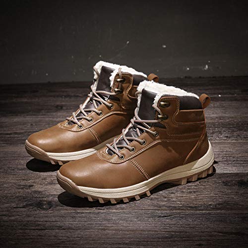 Botas de Nieve Hombre Impermeable Botas de Invierno Antideslizante Calientes Botines Sneakers Marrón 45