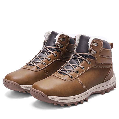 Botas de Nieve Hombre Impermeable Botas de Invierno Antideslizante Calientes Botines Sneakers Marrón 45