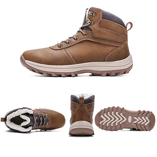 Botas de Nieve Hombre Impermeable Botas de Invierno Antideslizante Calientes Botines Sneakers Marrón 45