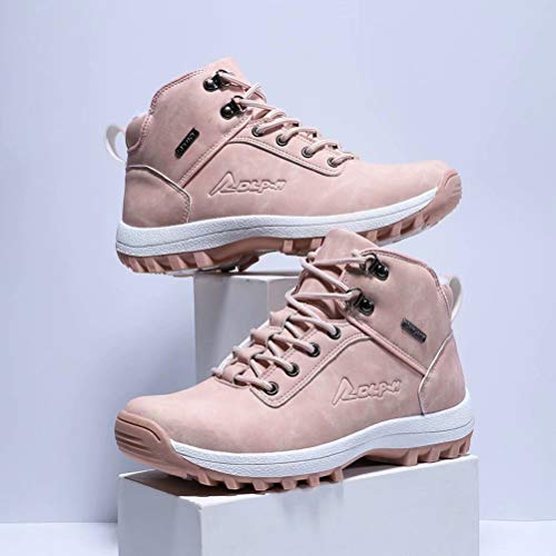 Botas de Nieve Hombre Mujer Botas de Invierno Zapatillas Trekking Impermeables Nieve Antideslizante Calientes Botines Rosado 39