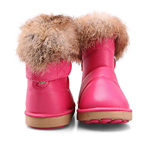 Botas de Nieve para niñas pequeñas Botas Forradas de Piel sintética para niños Zapatos Planos de Invierno al Aire Libre Botines Calientes para niños pequeños
