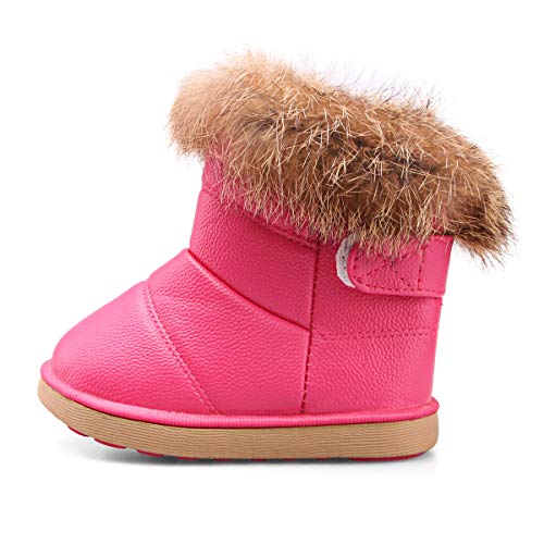 Botas de Nieve para niñas pequeñas Botas Forradas de Piel sintética para niños Zapatos Planos de Invierno al Aire Libre Botines Calientes para niños pequeños