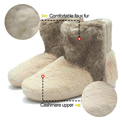 Botas De Punto De Lana para Mujer Botas De Piel Sintética Botines De Alta Zapatilla Superior Interior De La Casa Zapatos 40/41 EU (XL)