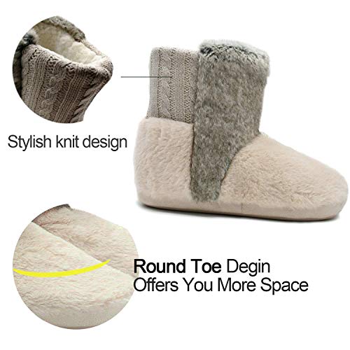 Botas De Punto De Lana para Mujer Botas De Piel Sintética Botines De Alta Zapatilla Superior Interior De La Casa Zapatos 40/41 EU (XL)