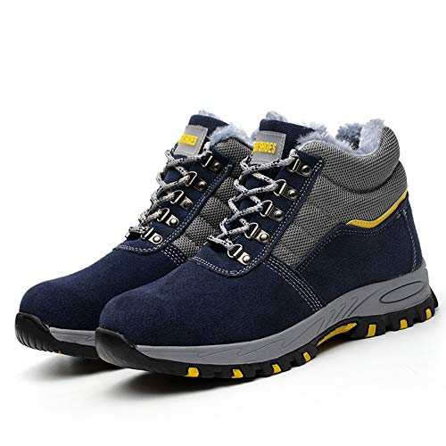 Botas de Seguridad Hombre Mujer Invierno Zapatos de Trabajo S3 con Puntera de Acero Unisex Azul Marino 43