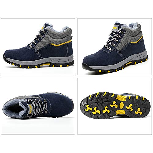 Botas de Seguridad Hombre Mujer Invierno Zapatos de Trabajo S3 con Puntera de Acero Unisex Azul Marino 43