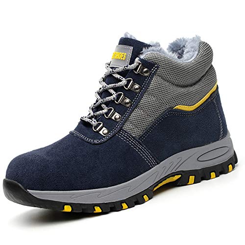 Botas de Seguridad Hombre Mujer Invierno Zapatos de Trabajo S3 con Puntera de Acero Unisex Azul Marino 43