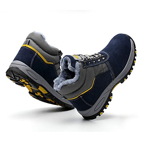 Botas de Seguridad Hombre Mujer Invierno Zapatos de Trabajo S3 con Puntera de Acero Unisex Azul Marino 43