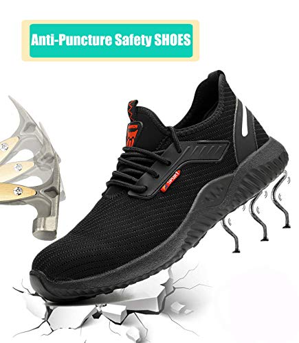Botas de Seguridad para Hombre Mujer con Puntera de Acero Antideslizante Calzado Zapatos de Seguridad Deportivo Trabajo Ligero Negro 39 EU