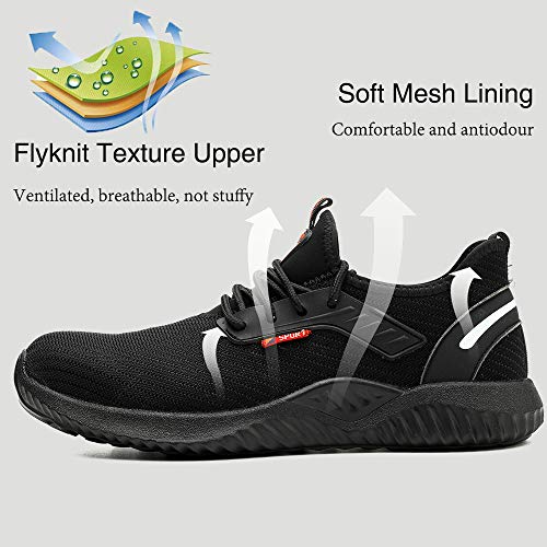 Botas de Seguridad para Hombre Mujer con Puntera de Acero Antideslizante Calzado Zapatos de Seguridad Deportivo Trabajo Ligero Negro 39 EU