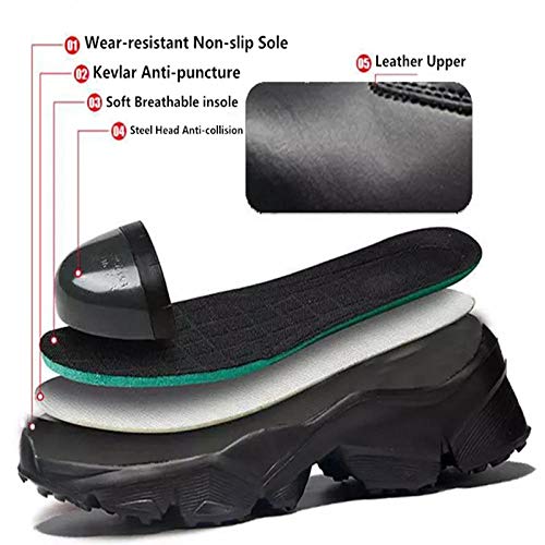 Botas de Seguridad para Hombres y Mujeres, Botas de Trabajo de construcción, Botas de Trabajo con Punta de Acero de Seguridad para Hombres, Zapatos de Trabajo antigolpes para Hombres-Negro_39
