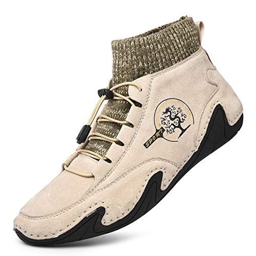Botas de Senderismo para Hombre Otoño Invierno Zapatos de Senderismo Zapatillas Cordones Botas nvierno Forro Piel Sneakers Calientes Botines Tela Tejida