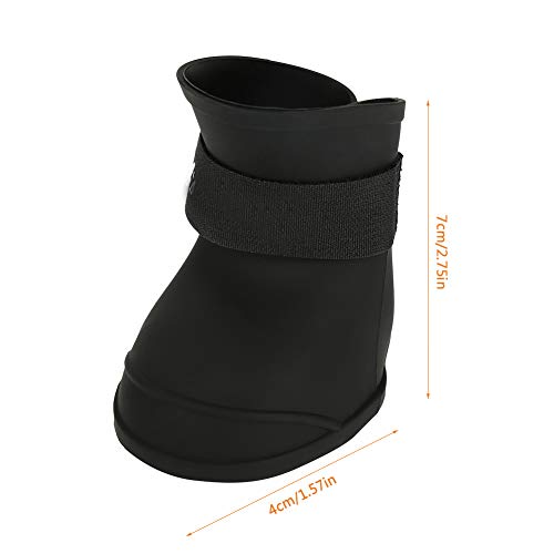 Botas Impermeables para Perros, 4 Piezas, portátiles, de Silicona Premium, Bonitos, Antideslizantes, Protectores para Mascotas, Cachorros, Gatos, Zapatos de Lluvia con Correas Ajustables(M Negro)