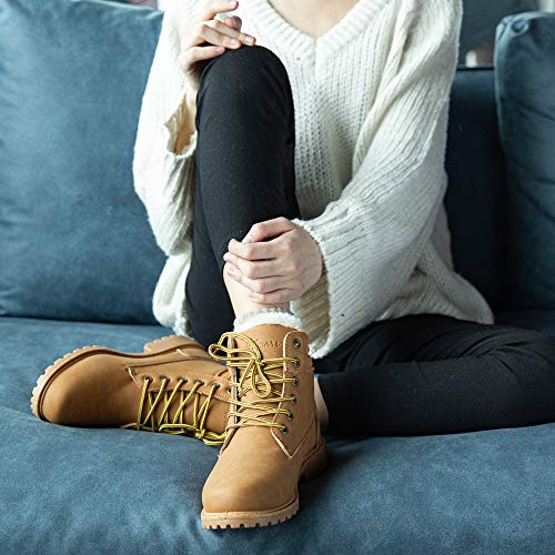Botas Invierno Mujer Cálidos Forradas Zapatos de Invierno Clásicas Moda Botas de Nieve Antideslizantes con Cordones Planas 3.2 CM 3 Marrón Talla 43 EU