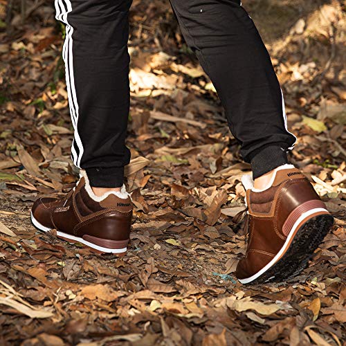 Botas Invierno Mujer Hombre Botines de Nieve Planos Zapatillas Calentitas Trekking Boots Cordones Zapatillas Planas Antideslizante Casuales Calzado Marrón Talla 38 EU