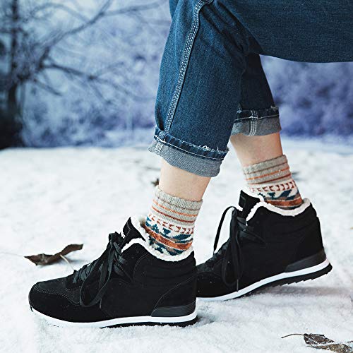 Botas Invierno Mujer Hombre Botines de Nieve Planos Zapatillas Calentitas Trekking Boots Cordones Zapatillas Planas Antideslizante Casuales Calzado Negro Marrón Gris Talla 35-50 EU Negro 44