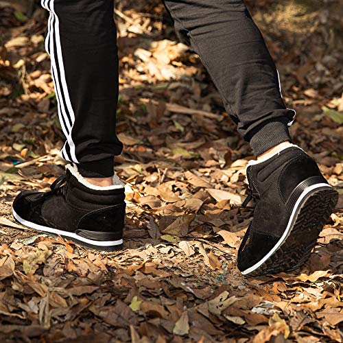 Botas Invierno Mujer Hombre Botines de Nieve Planos Zapatillas Calentitas Trekking Boots Cordones Zapatillas Planas Antideslizante Casuales Calzado Negro Marrón Gris Talla 35-50 EU Negro 44