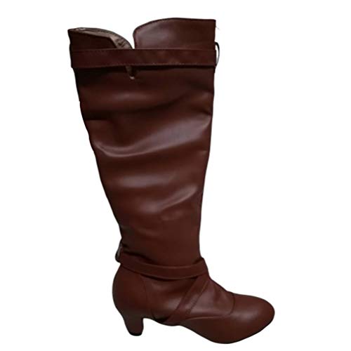 Botas Mujer Media caña Estrecha Puntiaguda Felpa cálida otoño Invierno Hebilla Plisada Correa Damas Fiesta Botas de Motorista