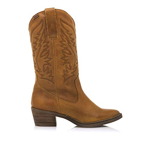 Botas Mujer mustang | Botas Ares 58964 | mustang Mujer | De Piel, con Interior Piel, caña Alta y Punta Afilada | Botas Casual | sin Cierre-Abiertos | 44769 | Cuero | 41