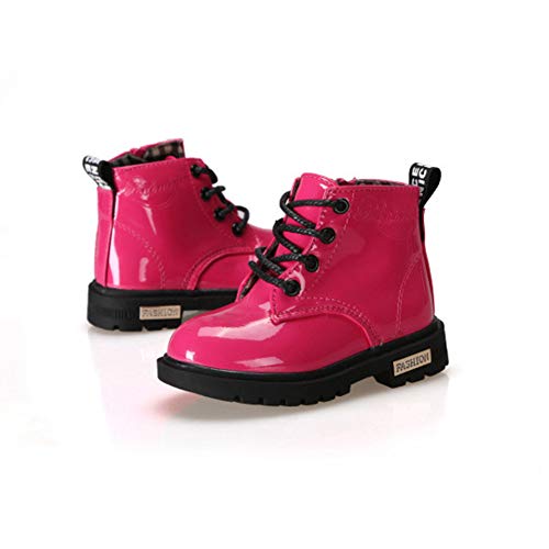 Botas Niño Botines Niña Botas de Invierno Antideslizante Botas de Nieve Transpirable Martin Botas Rose Red 23