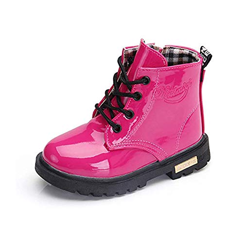 Botas Niño Botines Niña Botas de Invierno Antideslizante Botas de Nieve Transpirable Martin Botas Rose Red 23
