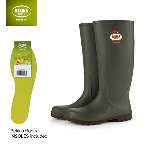 Botas para Caminar para Hombres, Muy Ligeras, Neotane 3 Veces más duraderas Que Las Botas de Goma comparables, Incl. Plantilla para pies Secos y cálidos, Suela marrón Antideslizante, EU 38