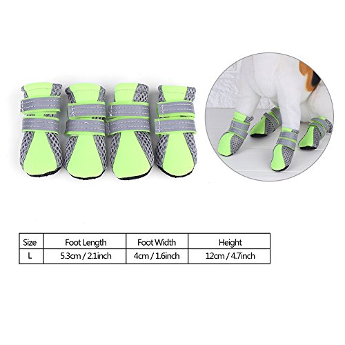 Botas para perros Zapatos antideslizantes para caminar para perros Zapatos cómodos de malla para mascotas Botas transpirables para caminar para mascotas Zapatos lindos de viaje para cachorros(L-Verde)