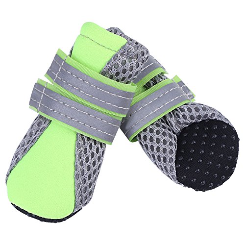 Botas para perros Zapatos antideslizantes para caminar para perros Zapatos cómodos de malla para mascotas Botas transpirables para caminar para mascotas Zapatos lindos de viaje para cachorros(L-Verde)