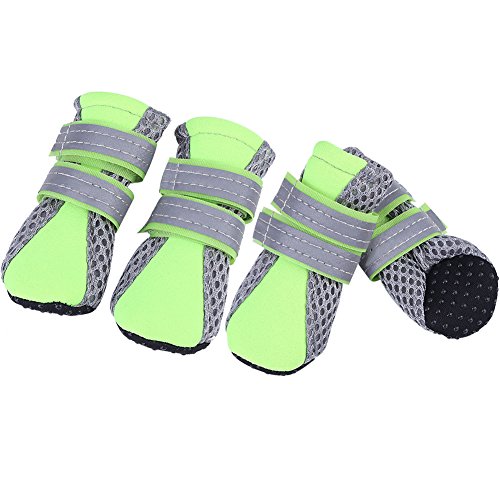 Botas para perros Zapatos antideslizantes para caminar para perros Zapatos cómodos de malla para mascotas Botas transpirables para caminar para mascotas Zapatos lindos de viaje para cachorros(L-Verde)